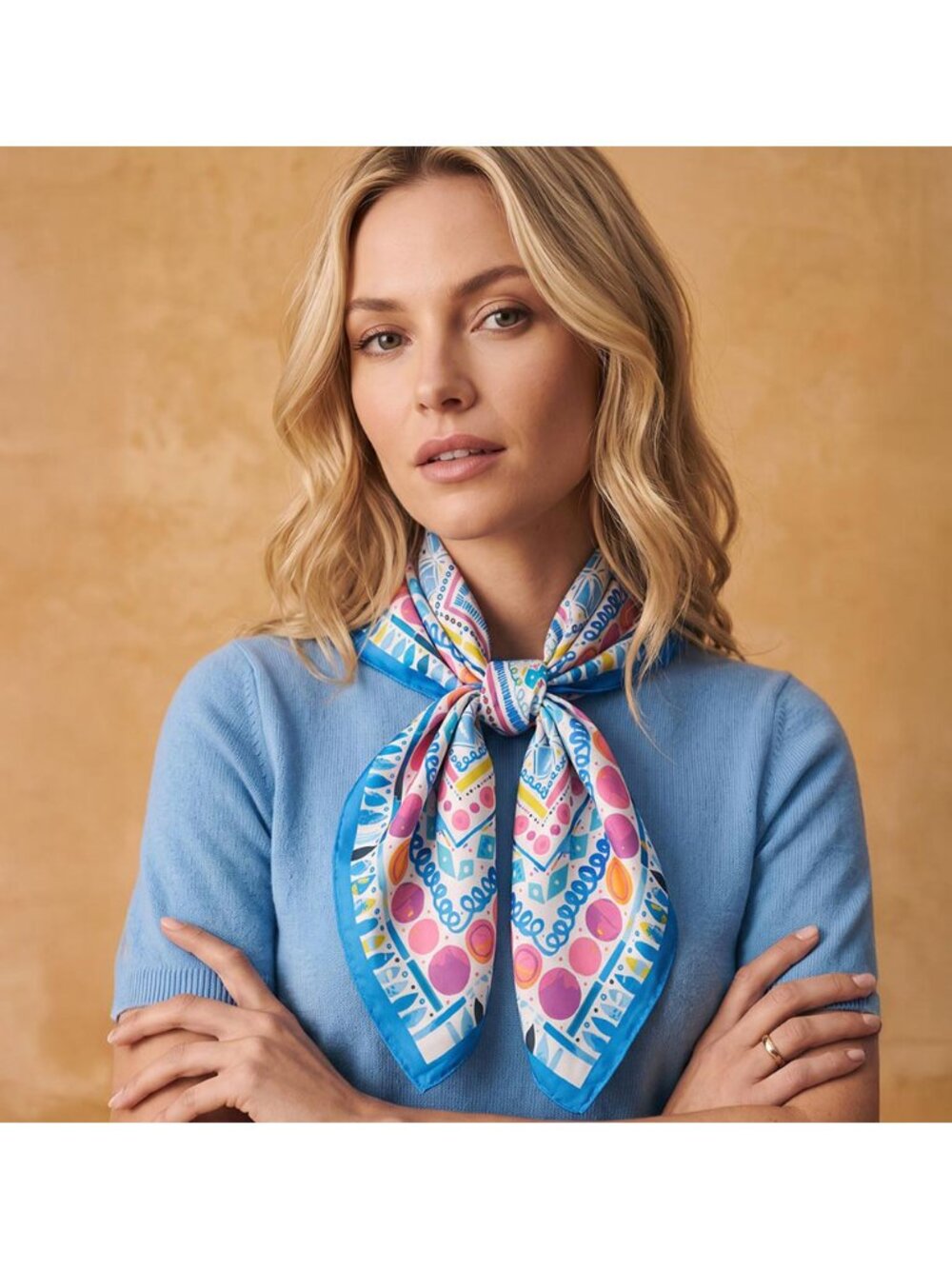 Tigerstars Watercolor Abstract Dot Diamond Pattern Square Bandana Scarf